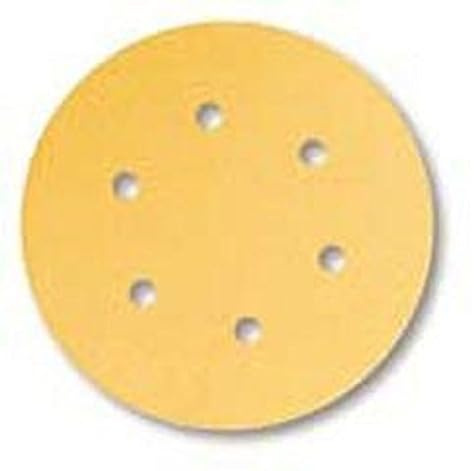 Mirka Gold Universal-Schleifpapier Ø 150mm / selbstklebend / 6-Loch/Korn P150, 100 Stk/Zum Schleifen von Gips, Spachtel, Spanplatten, Holz, Lack