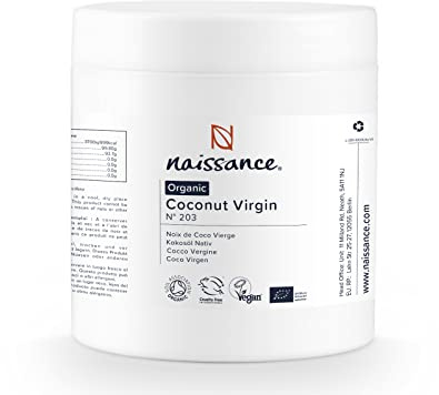 Naissance Organic Virgin Coconut Oil (solid) (no. 203) 500g - Pure, Natural, Certified Organic & Unrefined - Moisturising & Conditioning - Ideal for DIY Beauty Recipes