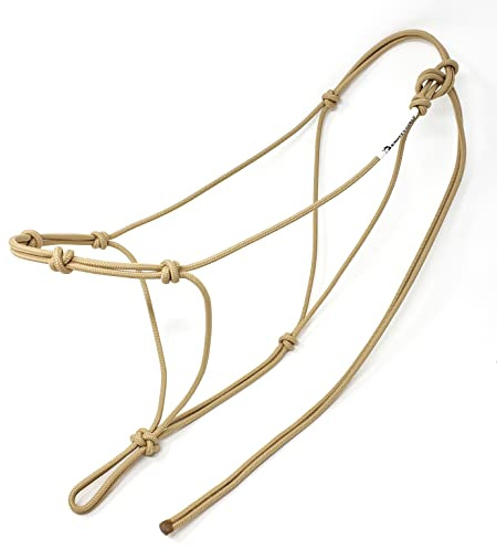 Knotty Girlz 4 Knot Horse Rope Training Halter - 3/16 (5mm) Very Thin! Stiff Polyester Halter Rope (Beige, Standard)