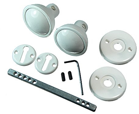White Plastic MORTICE Door KNOB Set with FIXINGS and Spindle Pack of 1 Set