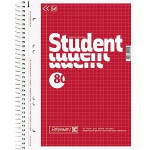Brunnen 5 x Kollegblock Student A5 70g/qm kariert 80 Blatt rot