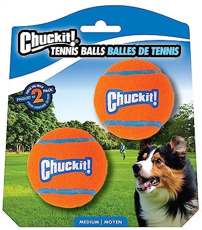 Schmeiß es weg! Tennisball-Hundespielzeug, robust, geeignet für Apportierspiele, geeignet für Hunde, Größe M, 2er-Pack
