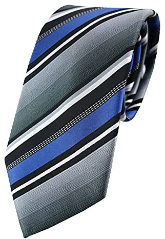 TigerTie Designer Krawatte - Tie Binder blau silber grau weiss schwarz gestreift