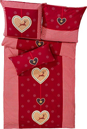 Kaeppel Bettwäsche Feinbiber rot Größe 1x 200x200 cm + 2X 80x80 cm