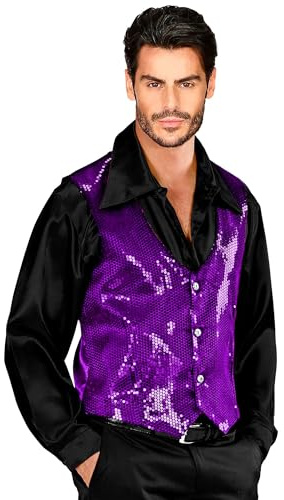 W WIDMANN MILANO Party Fashion - Glitzer Weste Herren, Pailletten Outfit für Karneval, Kostüm für Party und Show Acts
