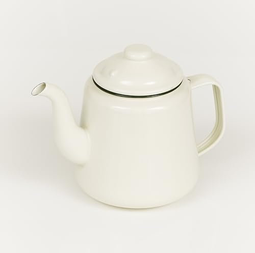 Victor Enamel Teapot with Green Rim, Steel, 23x13.5x17 cm