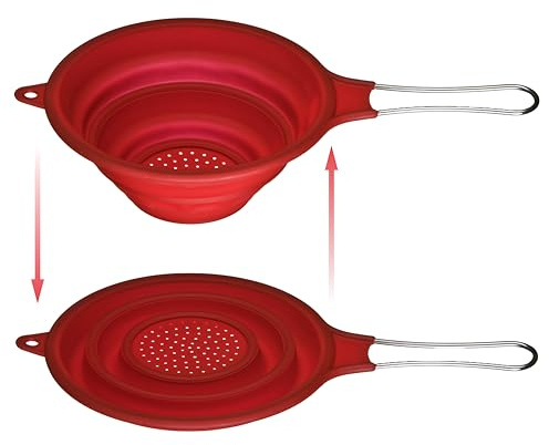 Premier Housewares Kitchen Sink Strainer Red Over Sink Drainer Collapsible Sink Strainer Basket Rice Strainer Silicone Large Sieve Sink 26x5x11cm