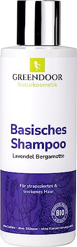 GREENDOOR Bio Natur Shampoo Lavendel Bergamotte 200ml für strapaziertes trockenes Haar, basische natürliche Haarpflege ohne Sulfate Silikon Parabene, natural