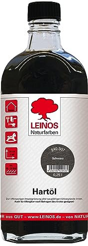 LEINOS Holzöl 250 ml | Hartöl Schwarz für Tische Möbel Arbeitsplatten | Teak Eiche Möbelöl für effektive Versiegelung und langanhaltenden Schutz im Innenbereich