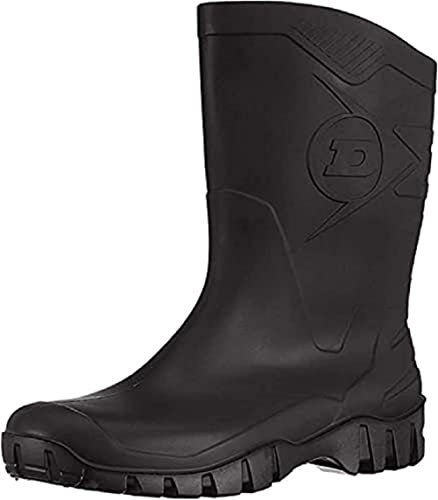 DUNLOP Short Leg Half-Height Wellies Easier On & Off Good For Wider Calf Fitting,Black,9 UK
