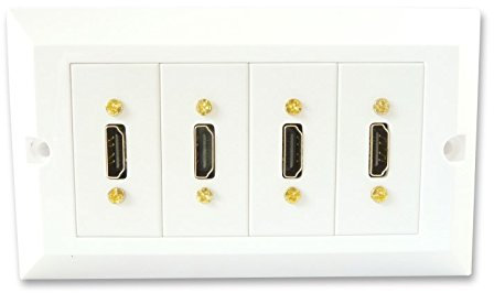 C4A® 4 Socket HDMI Wall Plate/Easy Connect Faceplate With 4 x HDMI sockets/No soldering