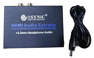 eSynic Professioneller HDMI-Audio-Extraktor, 4K-HDMI-Optischer Adapter, Audio-Splitter mit SPDIF, L/R und 3,5 mm Ausgang für PCM2.0, Dolby, DTS5.1 für Firestick Blu-ray-Player usw