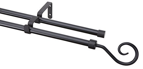 Gardinenstangen Set Spirale 2-läufig Metall schwarz, Ø 16mm, 400 cm
