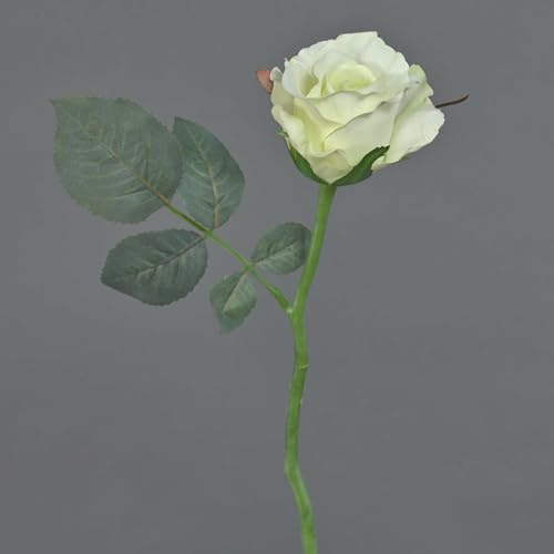 artplants.de Künstliche Mini Rose Elli, Blätter, Creme - rosa, 30cm, Ø 6cm | Kunstrose - Textilblume