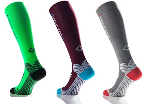 Sport Kompressionsstrumpf under pressure RUNATTACK (Kompression: 18-21mmHg) (neon grün, Gr. 43-46 (Wadenumfang: 32-44cm))