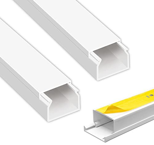 ARLI Kabelkanal 40x25 mm Weiß – 2m selbstklebend & schraubbar Installationskanal IP40 PVC mit Bodenlochung Universal Kabel Kanal