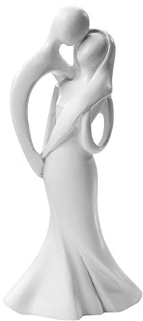 Brautpaar: küssendes Hochzeitspaar, 10 cm, weiß, moderner Stil, Polyresin