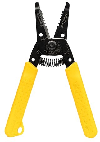 Ideal Electrical 45-121 T-6 T-Stripper - 14-26 AWG, Yellow Wire Stripper with Looping Holes, Plier Nose, Spring Loaded Automatic Opening