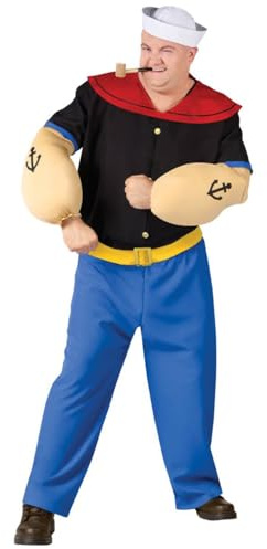 Fun World Popeye Adult Costume,Black/Blue/Red,X-Large