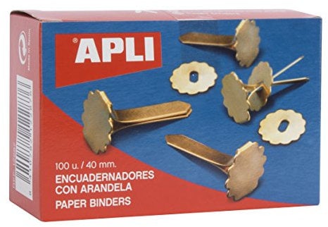 APLI 12287 - Encuadernadores latonados con arandela 40 mm en caja de 100 unidades