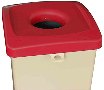 Chabrias Ltd 87 Litre Commercial Home Square Recycling Bin with Bag Pull Beige Base (Red Bottle)