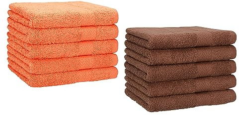 Betz 10 Stück Gästehandtücher Premium 100% Baumwolle Gästetuch-Set 30x50 cm Farbe orange und nussbraun