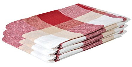 3er Set Baumwoll-Geschirrtücher Pasado (45x65 cm) in Altrot kariert mit Aufhänglasche