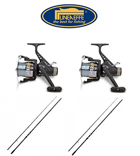 Lineaeffe Karpfen Angelset (2) 2 x Karpfenrute 3,60m 3,00lbs + 2 x Freilaufrollen Free Carp + Schnur