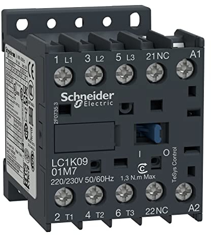 Schneider Electric TeSys K contactor - 3P - AC-3 = 440 V 9 A - 1 NC aux. - 220...230 V AC coil
