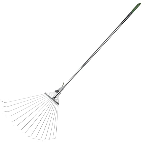 arbeitsbedarf24 verstellb. Fächerrechen aus Aluminium, Fächerbesen Laubbesen Laubrechen Harke