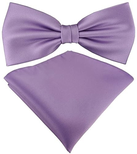 TigerTie Satin Fliege Einstecktuch in dunkles flieder Uni einfarbig + Aufbewahrungsbox