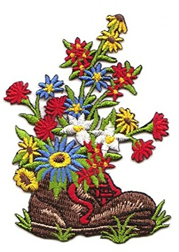 Aufnäher Bügelbild Aufbügler Iron on Patches Applikation Trachten Wanderschuh 6,5 x 9cm vor30-4