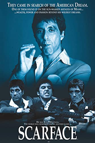 Close Up Scarface Al Pacino Poster Blue Montage (61 x 91,5 cm)