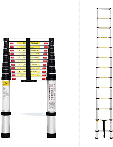 Todeco - Teleskopleiter, Klappleiter - Maximale Belastbarkeit: 150 kg - Standard/Zertifizierung: EN131 - 3,8 Meter, EN 131