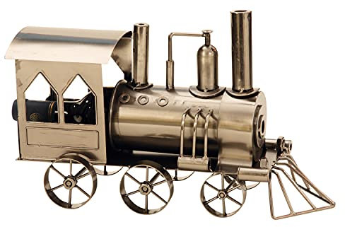 Unbekannt Extravaganter Wein Flaschenhalter Flaschenständer Lokomotive aus Metall in Silber Höhe 23 cm Länge 37,5 cm