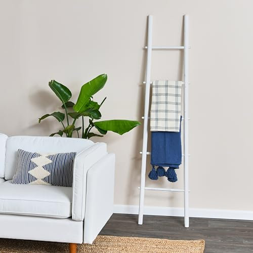 Creative Co-Op Wood Blanket Ladder, White