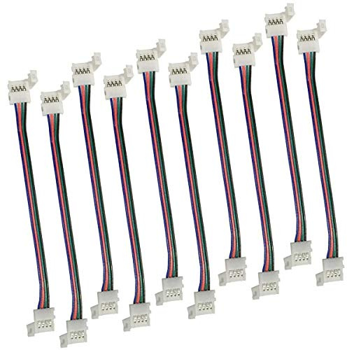 LitaElek 10pcs LED Streifen Schnellverbinder 4-polig 10mm Breit RGB 5050 LED Strip Verbinder Band Anschlusskabel Connector Stripe Anschluss Verlängerung Verbindungskabel, 17cm Lang