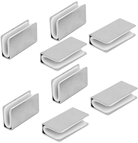 sourcing map 8Stk. 5mm Dicke Rechteck Glas Regal Klemme Halter Halterung | Stütze, Metall