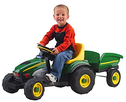 Peg Perego John Deere Farm Tractor and Trailer Pedal Tractor, Green