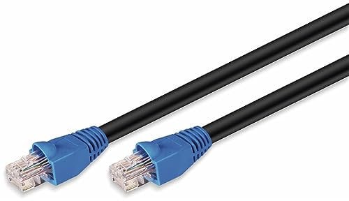 goobay 94396 Outdoor Patchkabel CAT 6 Kabel / 2fach PE Mantel Wasserdicht / RJ45 Stecker Ethernet Kabel / Außenbereich Netzwerkkabel 60m / Schwarz / LAN Kabel 60m