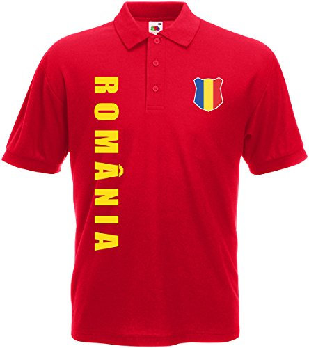 Rumänien Romania EM-2020 Polo-Shirt Wunschname Wunschnummer Rot L