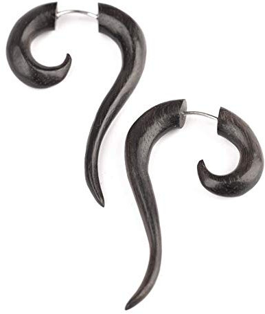 81stgeneration Frauen Männer Braun Piercing Stammes Natürlichen Holz Spirale Ohrringe