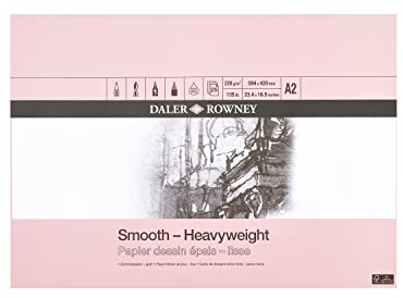 Daler-Rowney Smooth 220gsm A2 Heavyweight Drawing Paper 25 Sheets