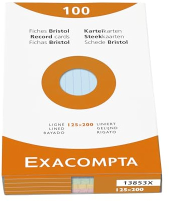 Exacompta Case 100 Index Cards Ruled Unpunched Assorted 125x200mm