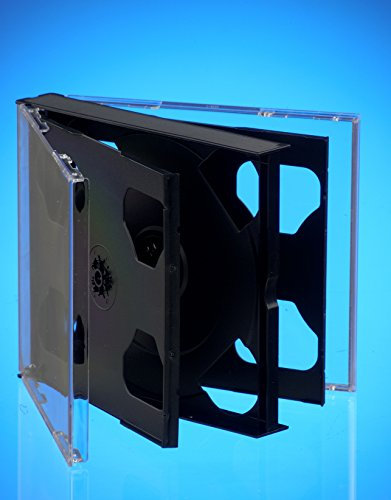 Dragon Trading® - Custodie doppie per CD e DVD, 25 mm, per 5 dischi, con vassoio nero, confezione da 20, Nero