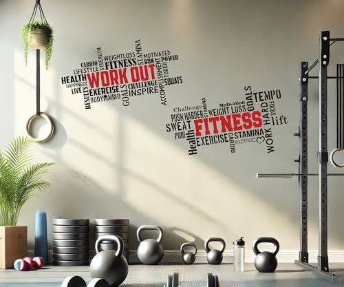 2 Large Pro Workout Fitness Motivational Wall Decals Gym Quotes. Excellent Value!