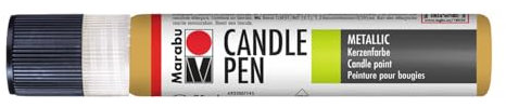 Marabu 18050009784 - Candle Liner metallic gold, Kerzenpen, cremig, weiche Wachsmalfarbe, auf Wasserbasis, lichtecht, geruchsneutral, wetterfest, kinderleichte Kerzendeko, 25 ml