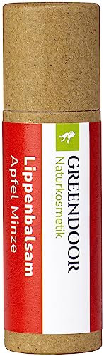 GREENDOOR Lippenbalsam Apfel Minze natürlicher Lippenpflege-Stift, plastikfrei, Naturkosmetik mit BIO Jojobaöl, Lippenbalm/Lip-Balm Pflege für Lippen, Natur Schutz gegen trockene Lippen