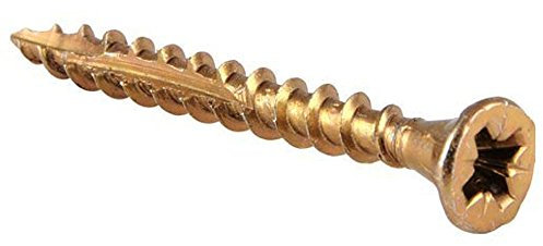 Reisser 8221580PB Cutter Pozi Countersunk Yellow Coated Woodscrew 400-Pieces with 2 PZ2 Bits, 5 mm Diameter x 80 mm Length