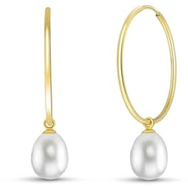 14 K Gelb Gold Creolen mit Zuchtperlen